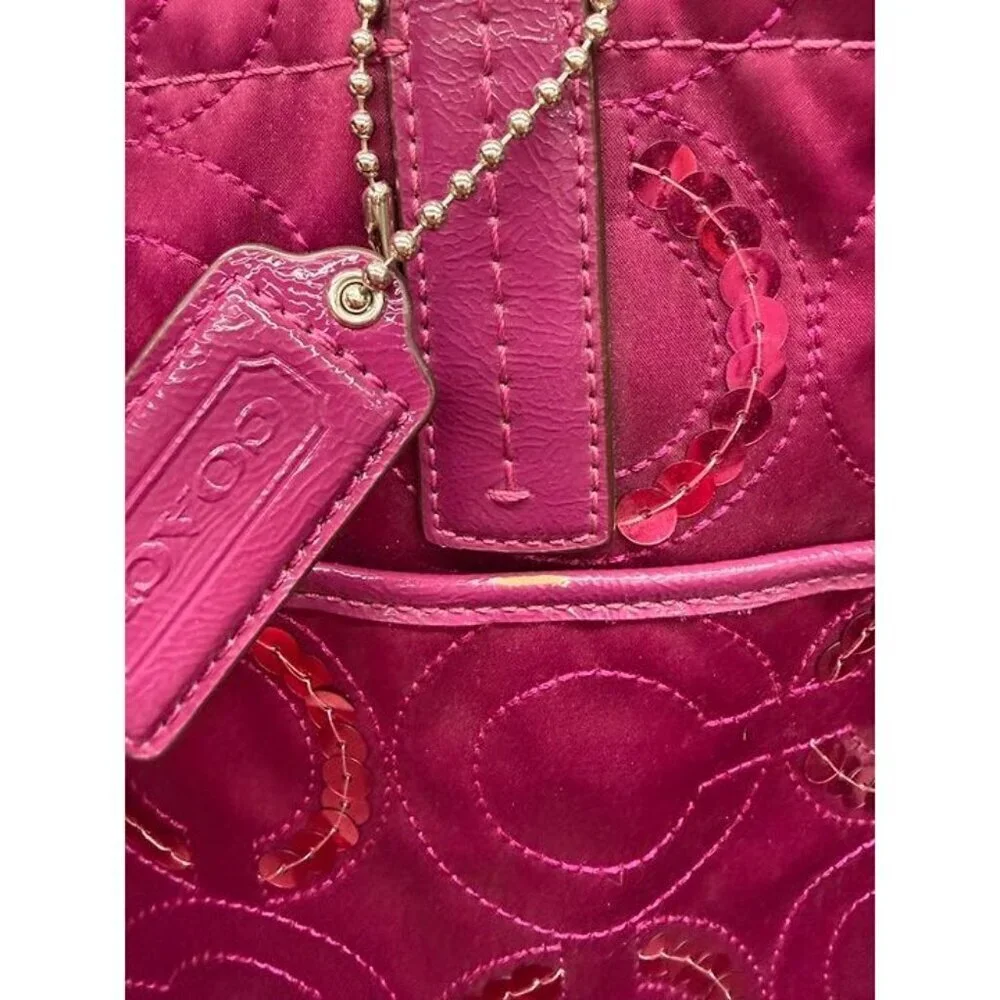 Coach Signature Sequin Passion Berry Handbag Tote